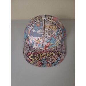 Vintage DC Comics Superman AOP Fitted Cap Hat Kids Size 10